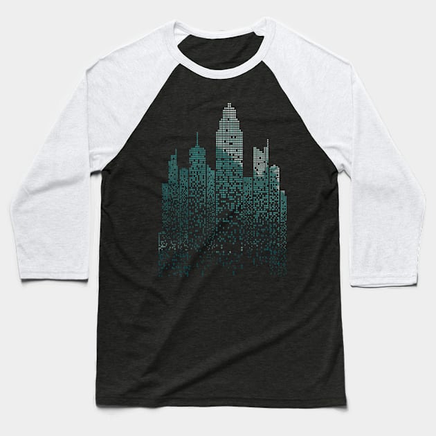 pixel city Baseball T-Shirt by pilipsjanuariusDesign